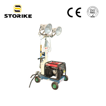 Hand Push Diesel Generator Mast Mobile light tower